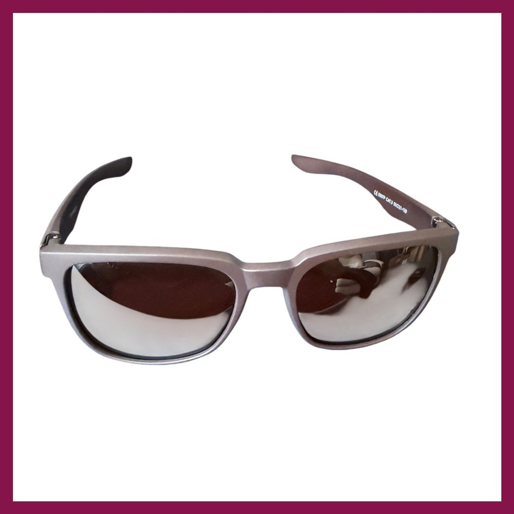 NWOT Matte Brown Square Mirrored‎ Sunglasses UV400 Protection with Case